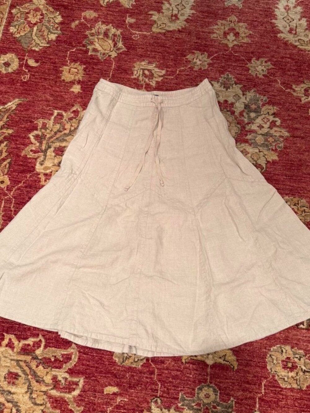 Flowy Beige Linen Skirt